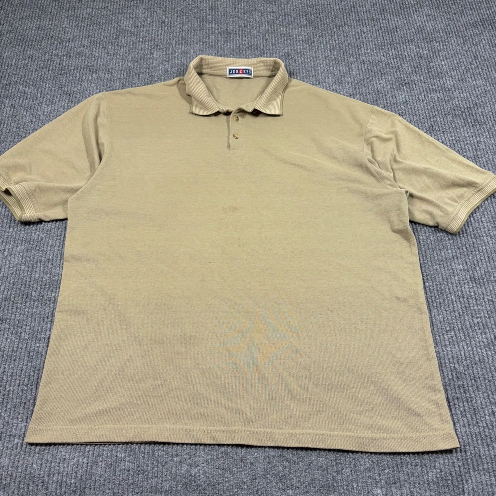 Jerzees Shirt Mens XL Tan Short Sleeve Pique Knit Polo